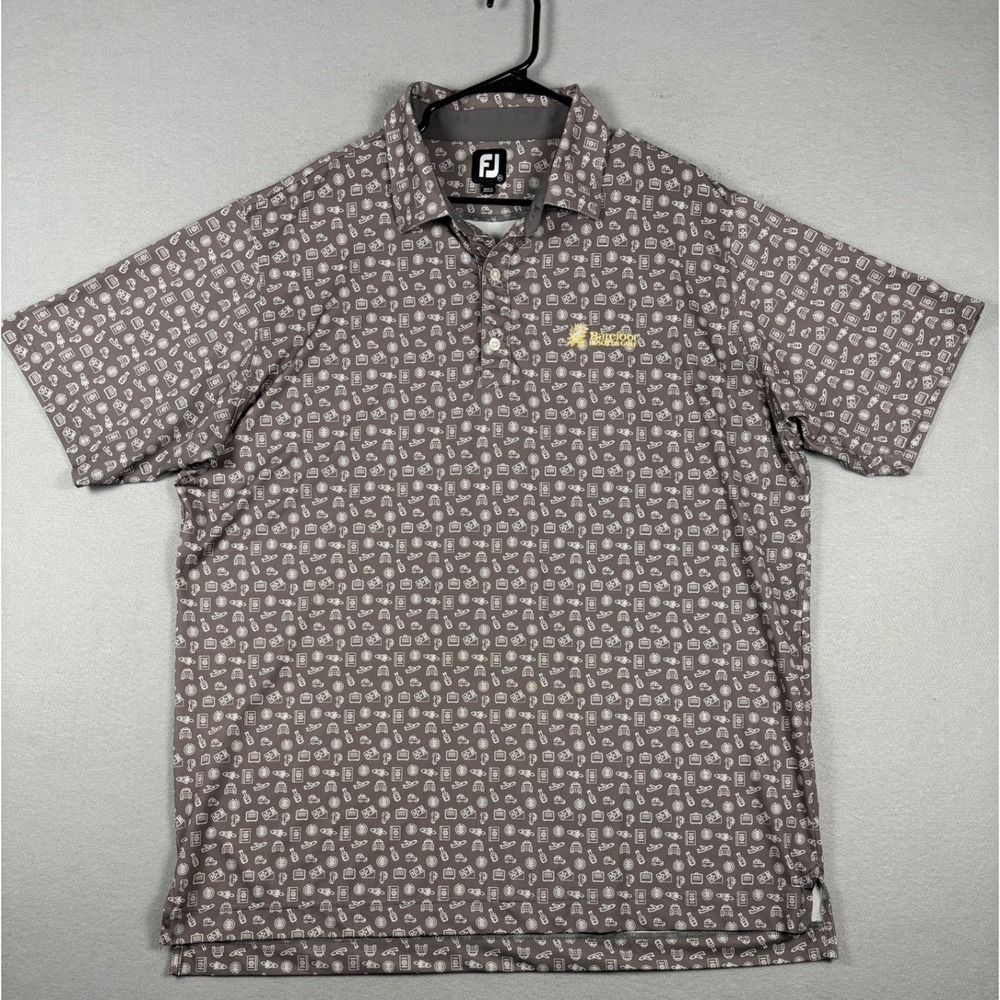 FootJoy Lisle Golf Polo Travel Print Barefoot Resort Golf Logo 2XL Gray Mens